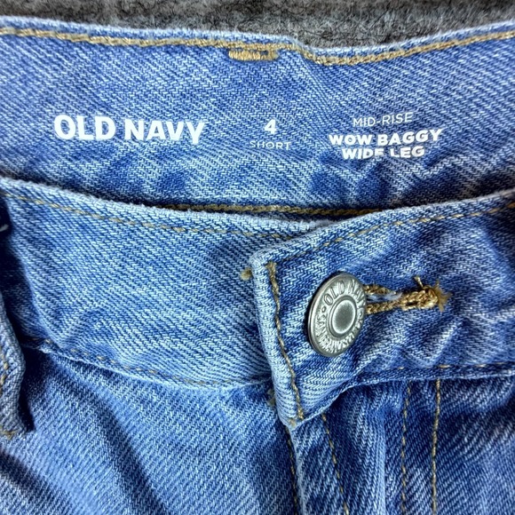 Old Navy Jeans Womens 4 Blue Denim Cotton Mid Rise Wow Baggy Wide Leg Light Wash - Picture 7 of 8